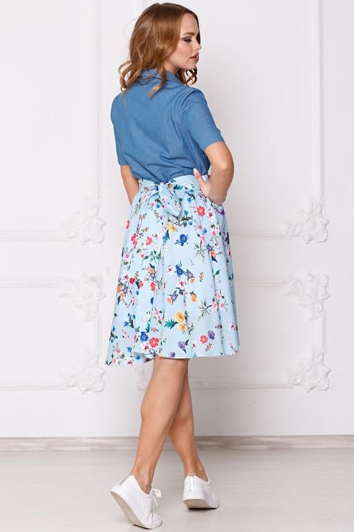 Платье Майя цветы на голубом (П-160-2) - 3