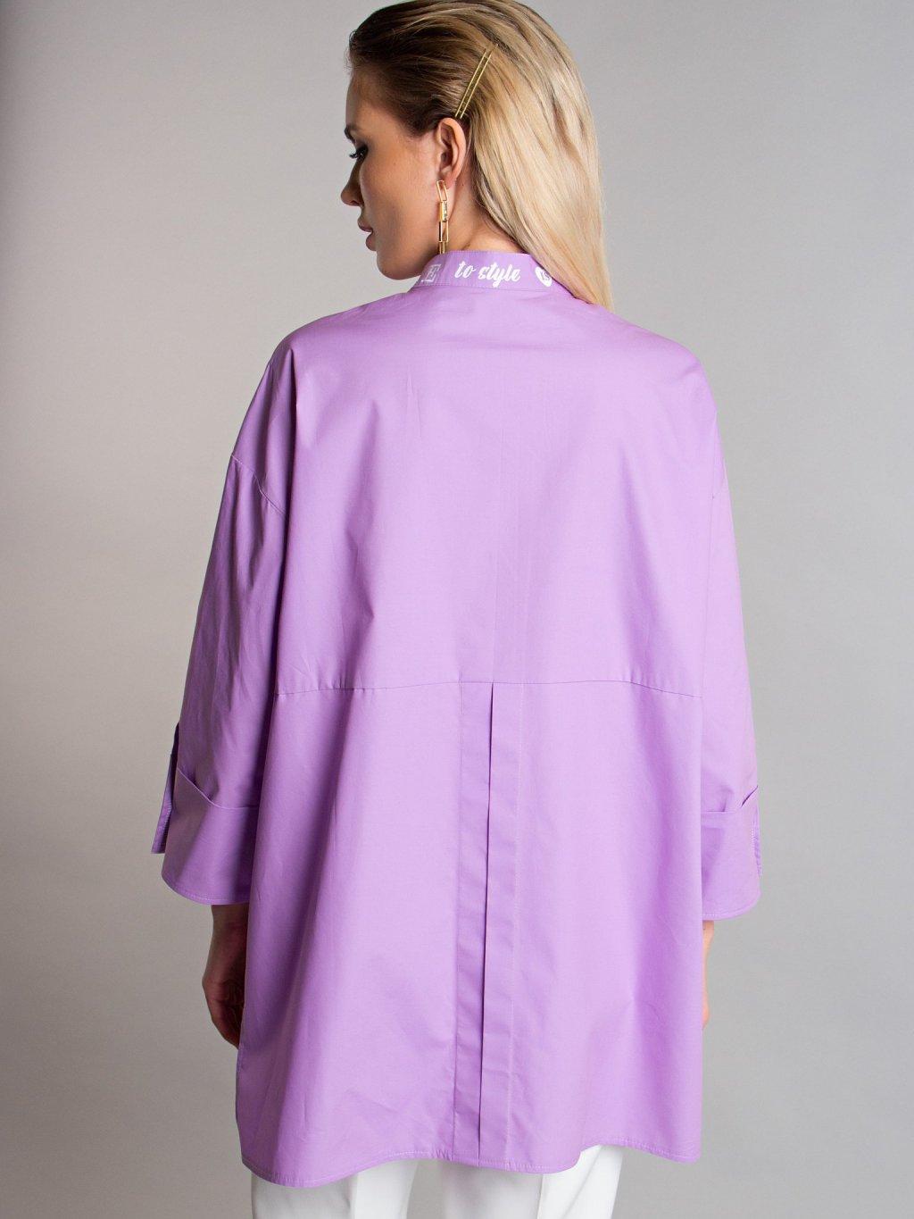 Блуза с надписями цвет cирень Б-115-4 - 5