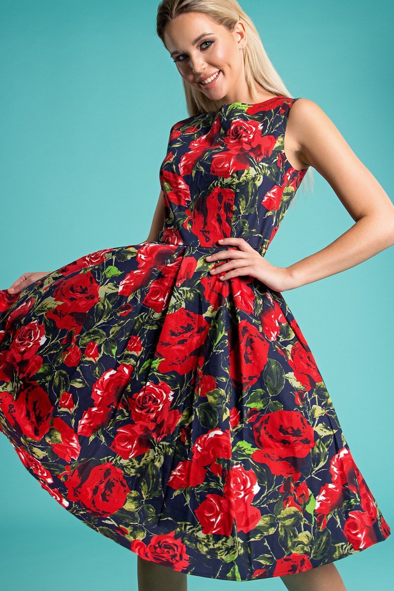 Платье Мирэль розы на синем (П-126-3) - 1