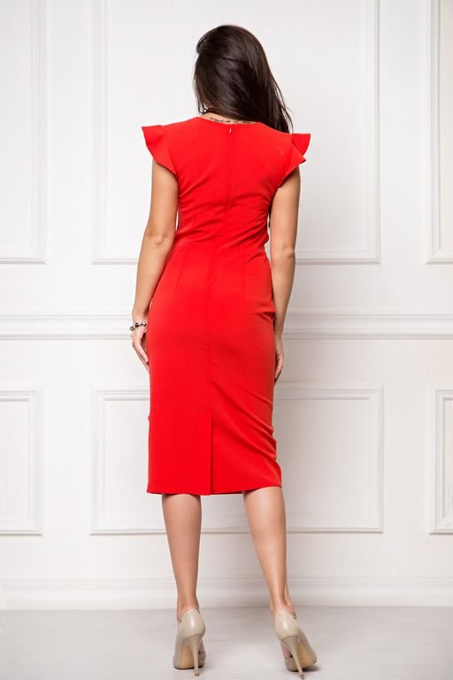 Платье из костюмной ткани красный (П-37-3) - 3
