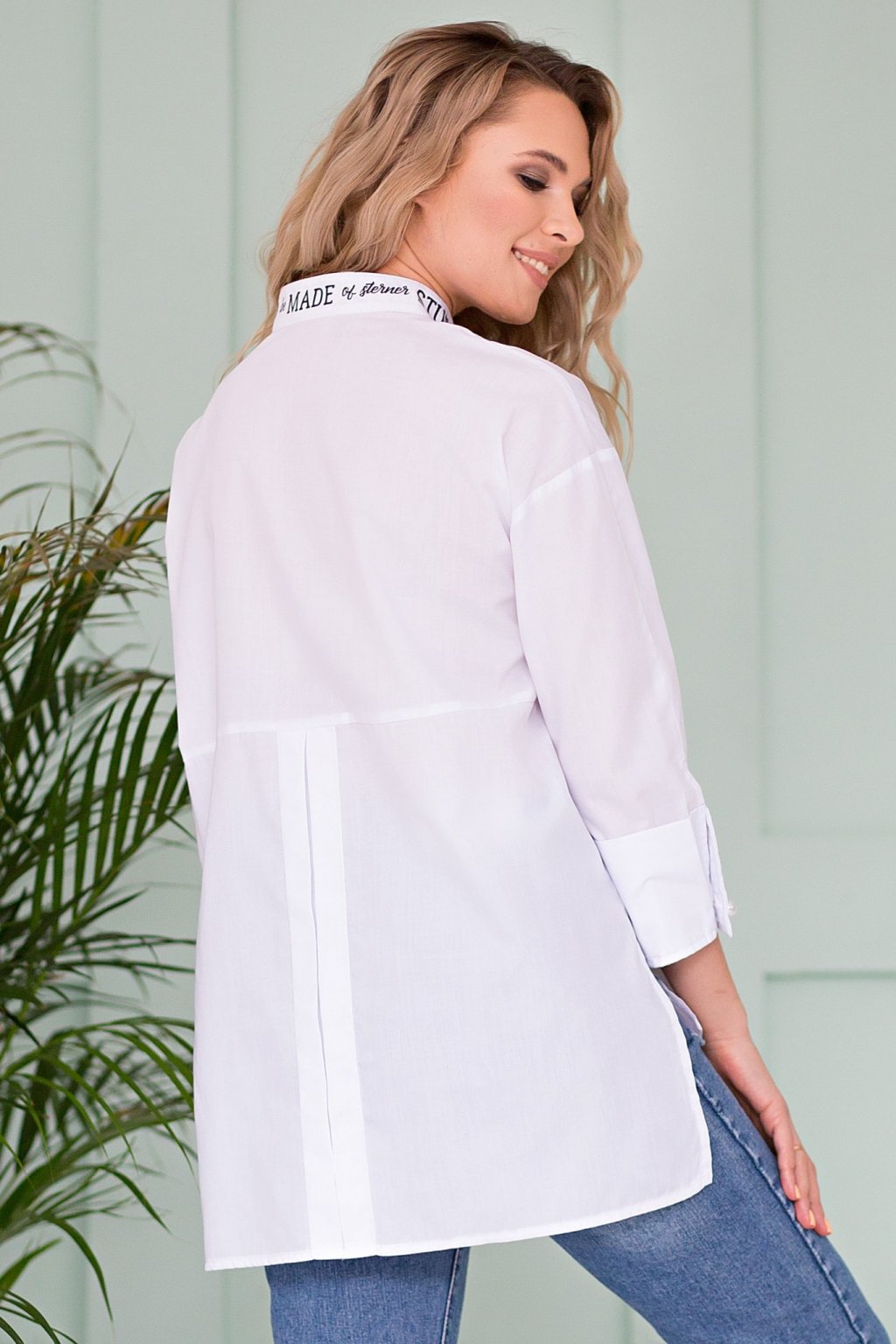 Блуза с надписями цвет белый Б-115-1 - 5