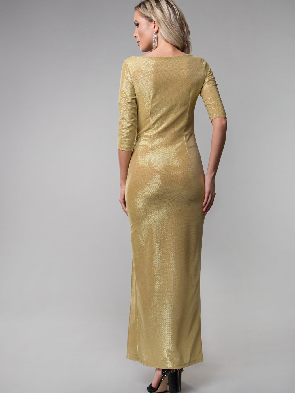 Платье Эшли из трикотажа -люрекс золото П-184-2 - 2