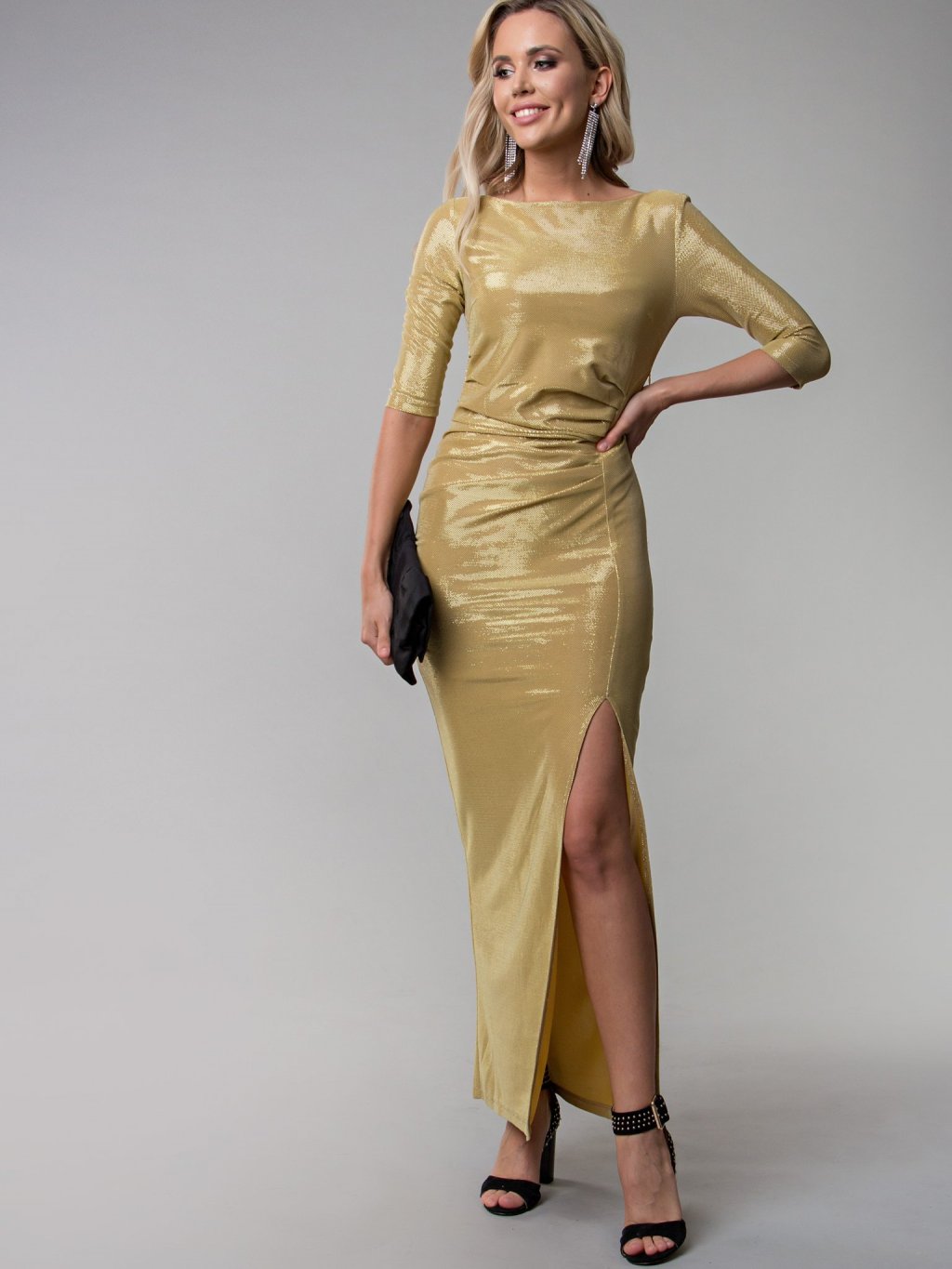 Платье Эшли из трикотажа -люрекс золото П-184-2 - 1
