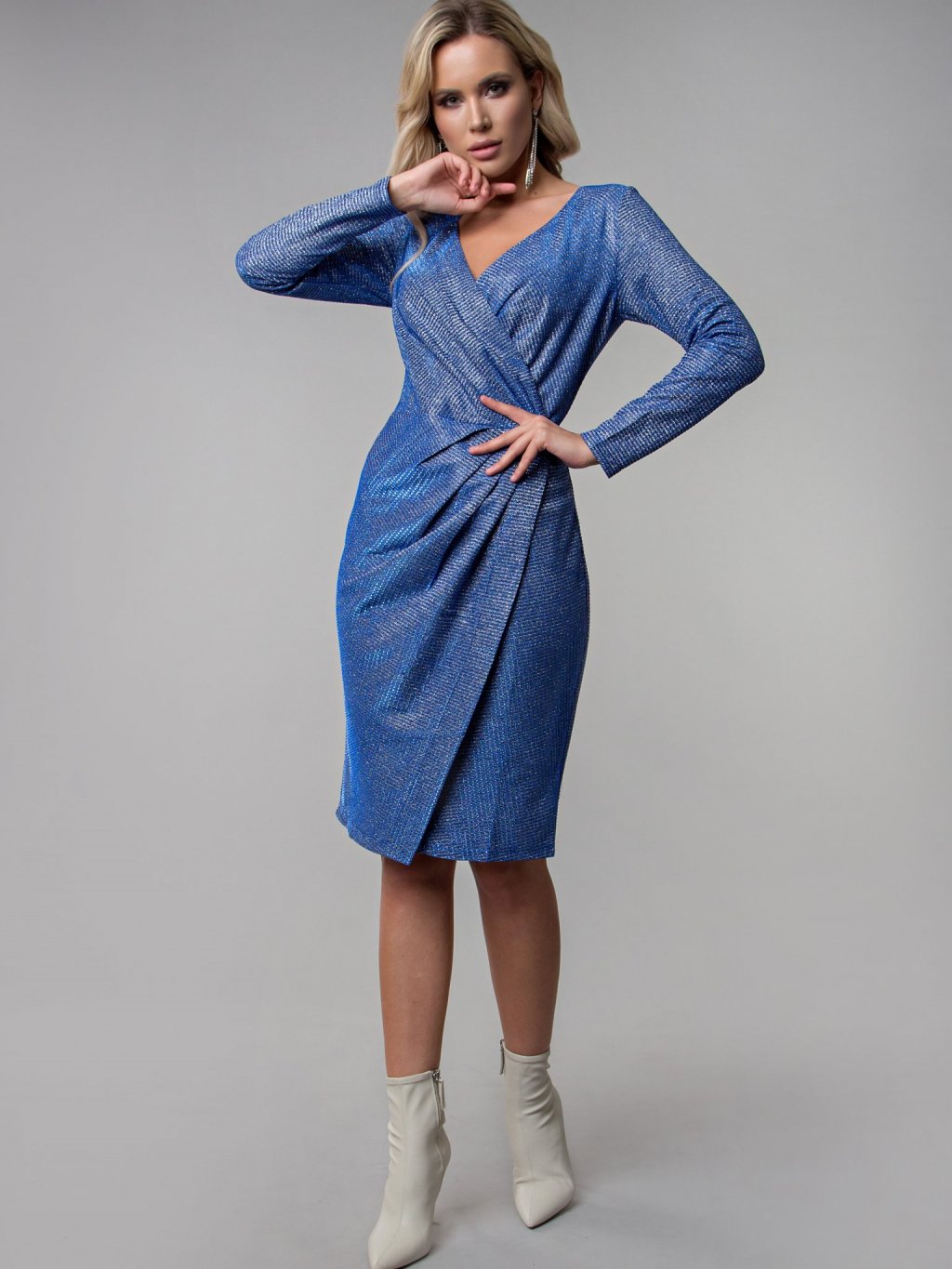 Платье Жаклин люрекс серо-голубой (П-170-4) - 2