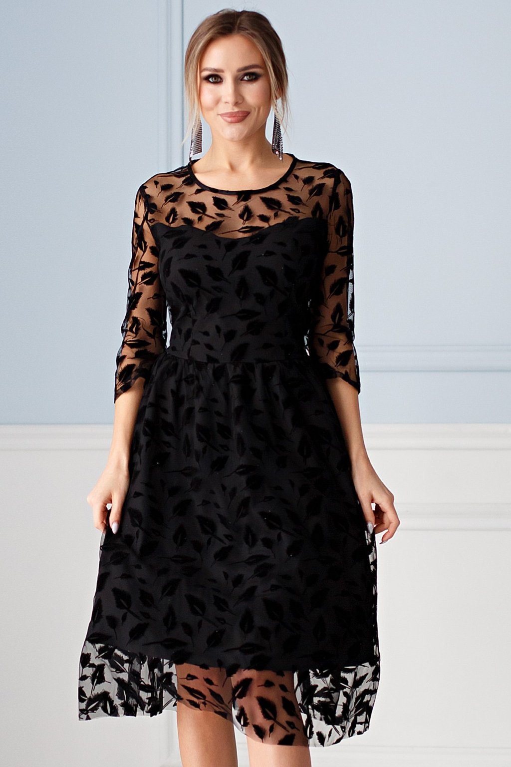 Платье Изольда черные перышки (П-140-14) - 5