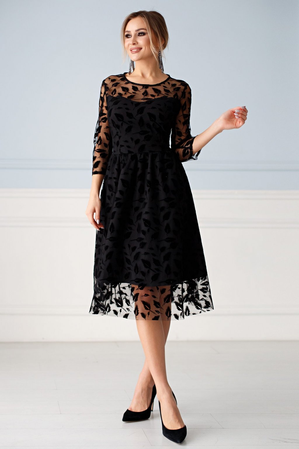 Платье Изольда черные перышки (П-140-14) - 7