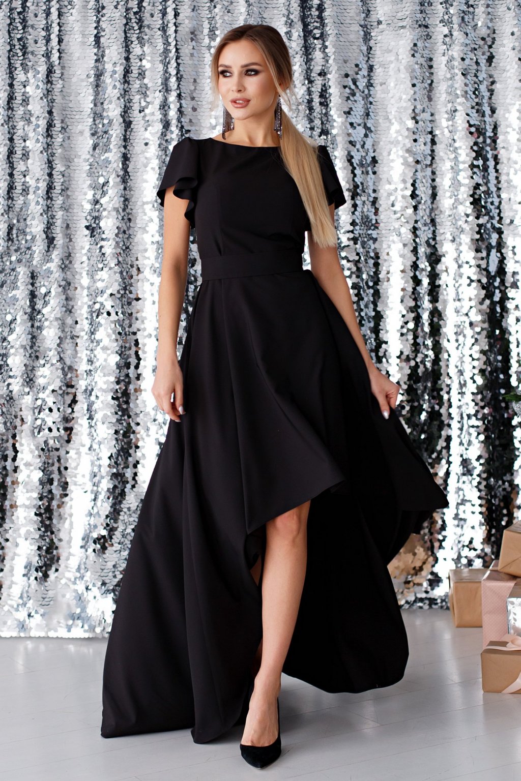 Платье Асимметрия цвет черный  (П-50-4) - 1