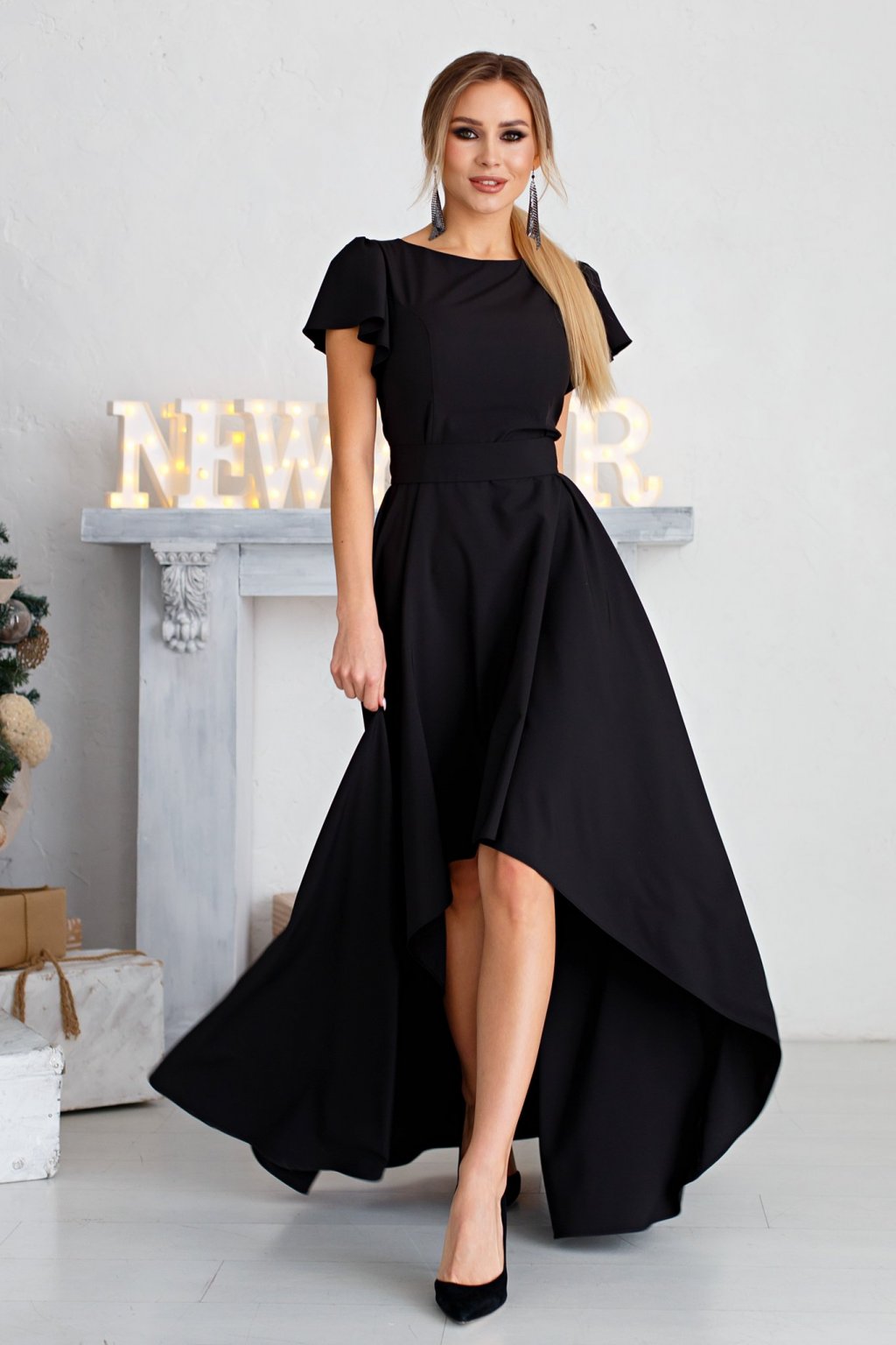 Платье Асимметрия цвет черный  (П-50-4) - 6
