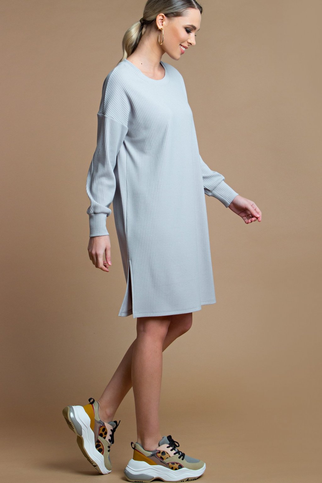 Платье -туника цвет  серый (П-218-3) - 1