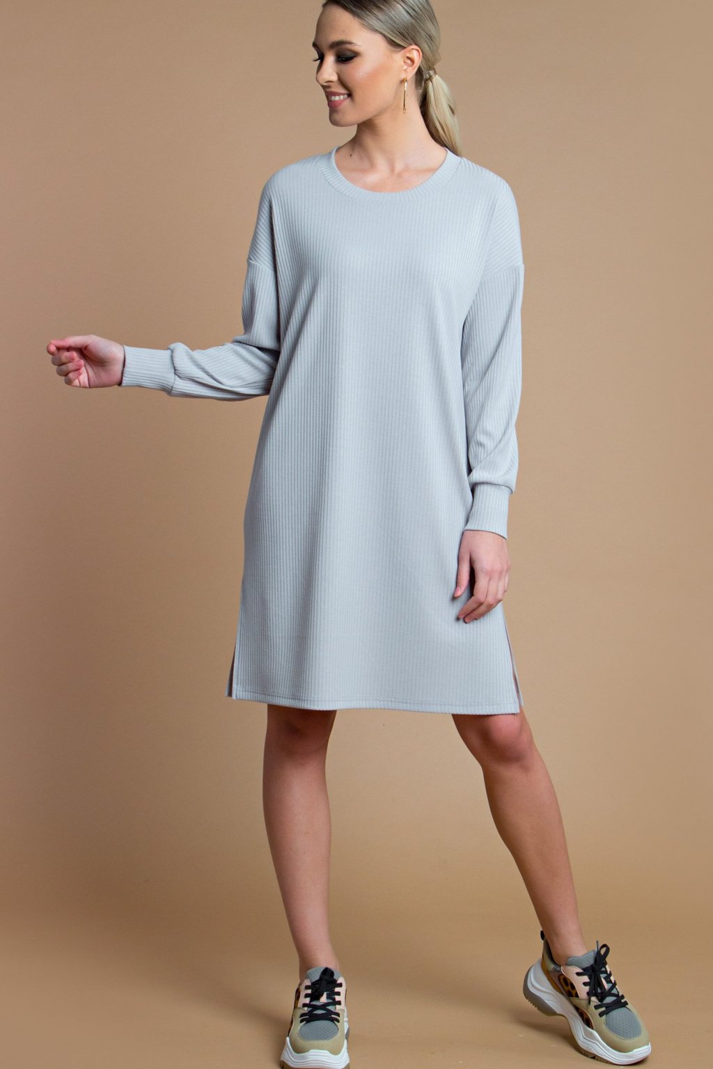 Платье -туника цвет  серый (П-218-3) - 6