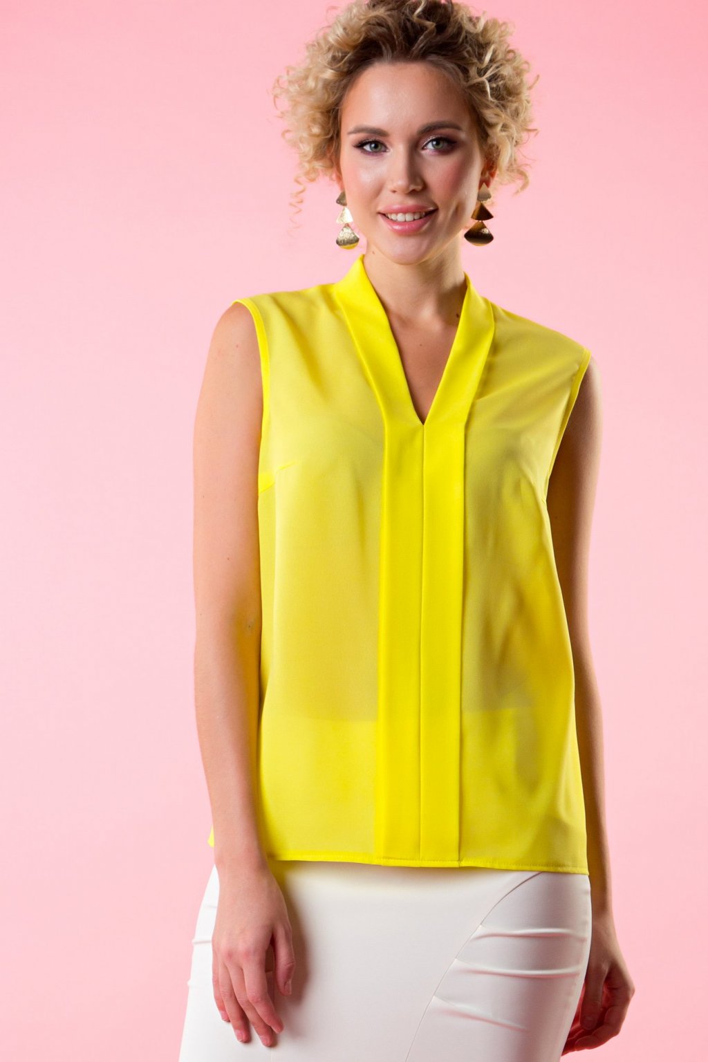 Блуза без рукавов цвет желтый (Б-69-3) - 8