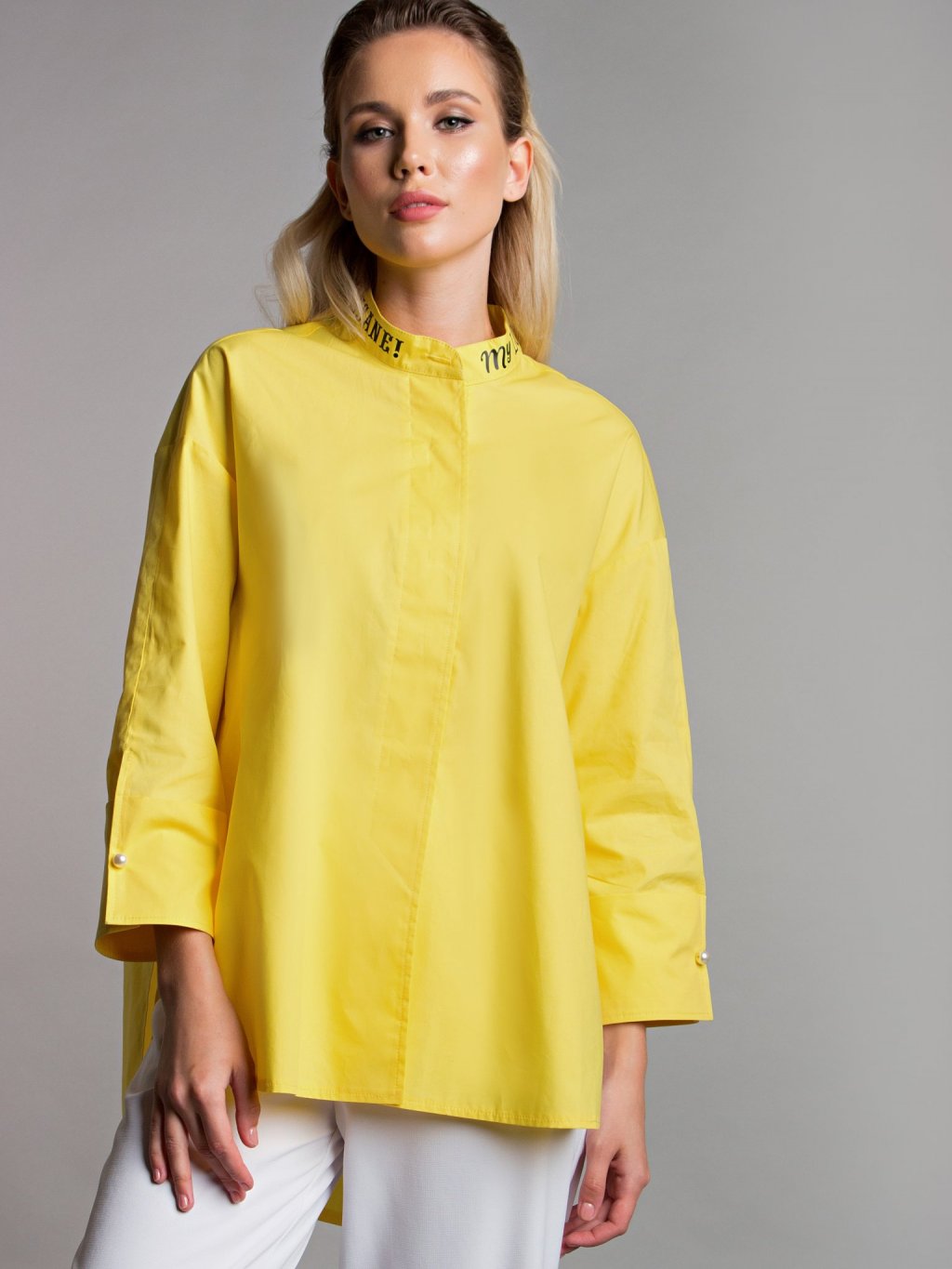 Блуза с надписями цвет желтый Б-115-5 - 2