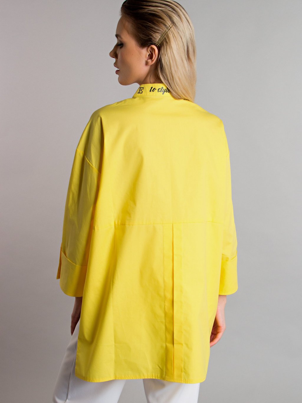 Блуза с надписями цвет желтый Б-115-5 - 3