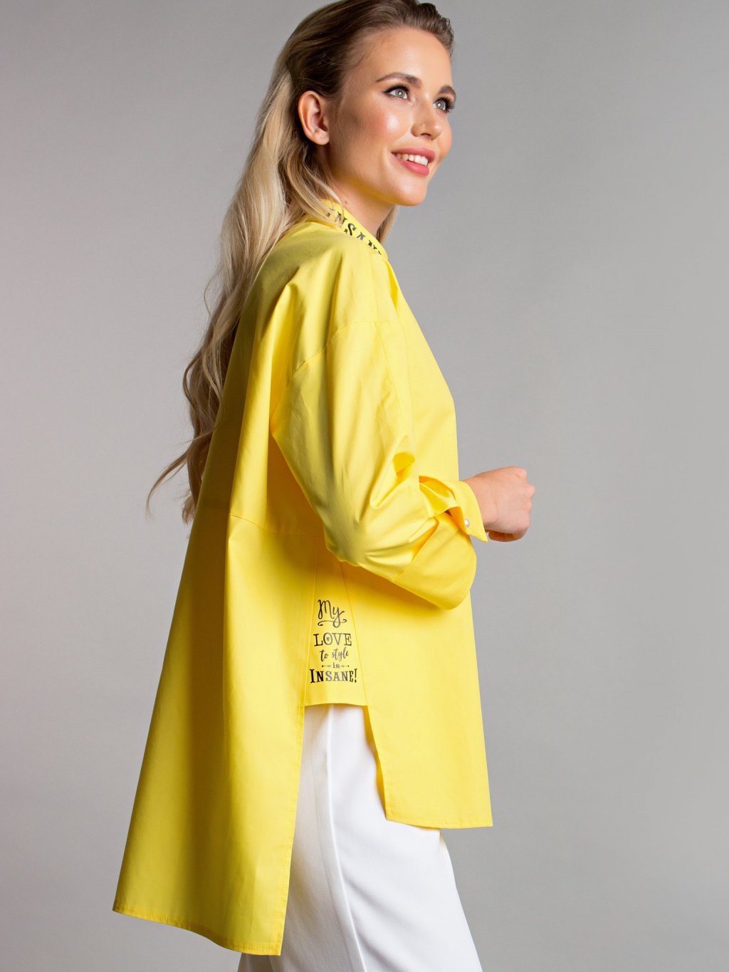 Блуза с надписями цвет желтый Б-115-5 - 5