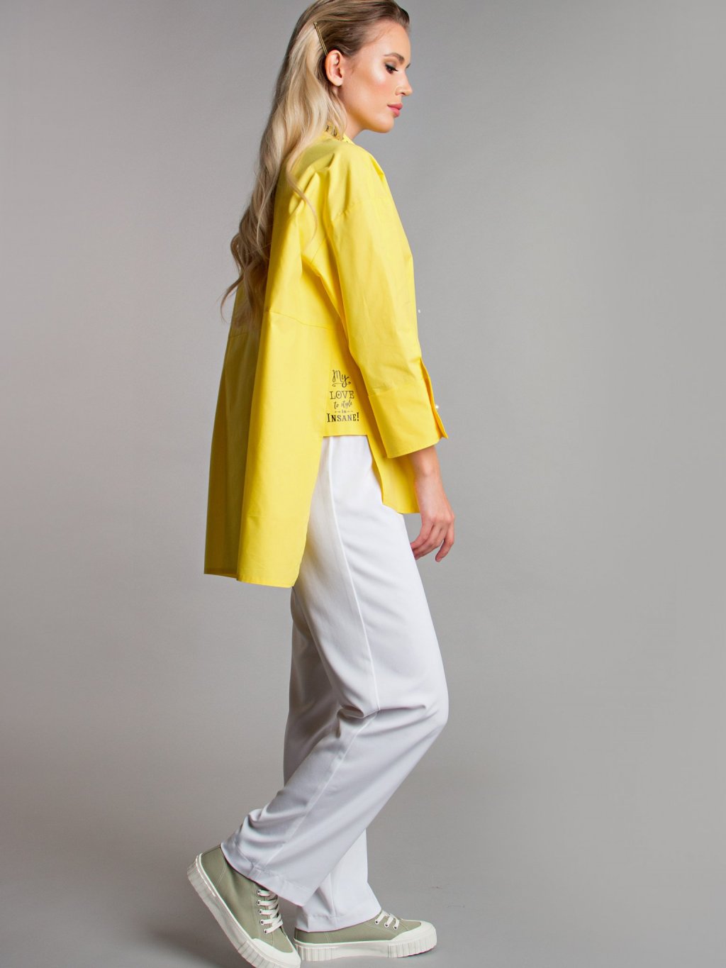Блуза с надписями цвет желтый Б-115-5 - 6