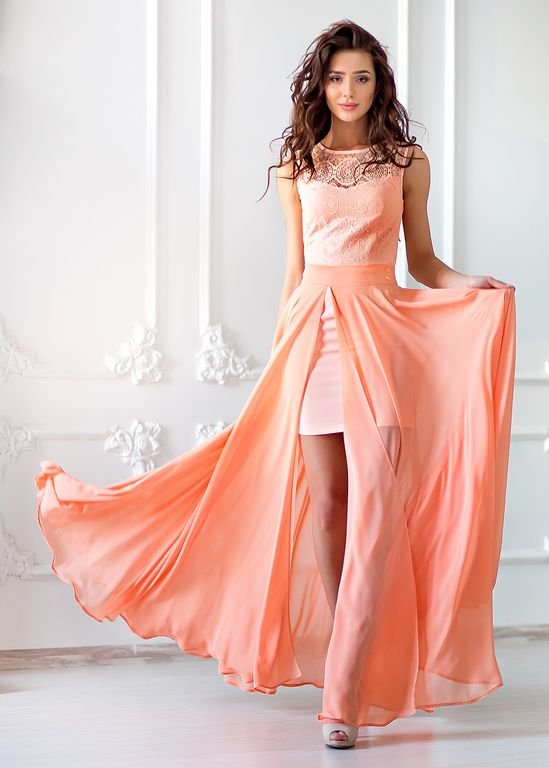 Платье-трансформер цвет персик (П-30-1) - 1