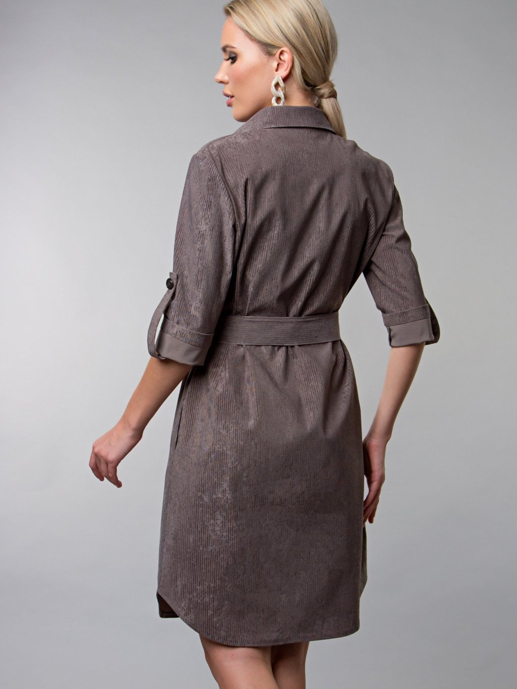 Платье-рубашка цвет хакки (П-60-13) - 5