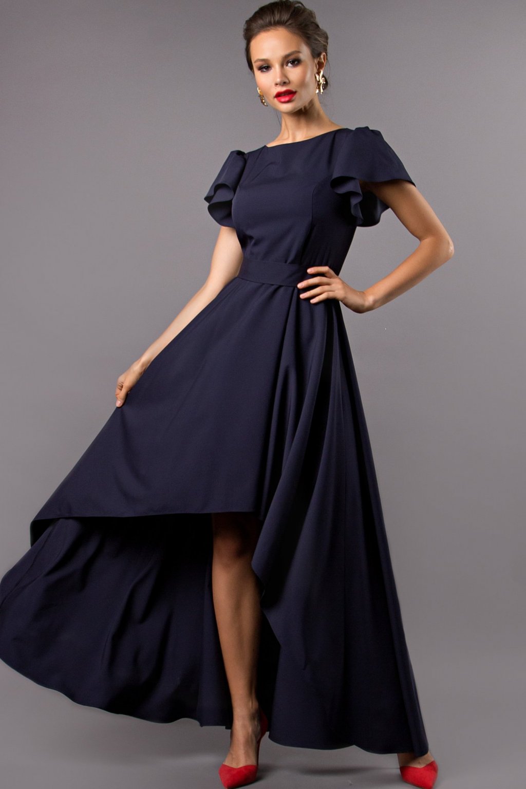 Платье Асимметрия цвет темно-синий  (П-50-6) - 1