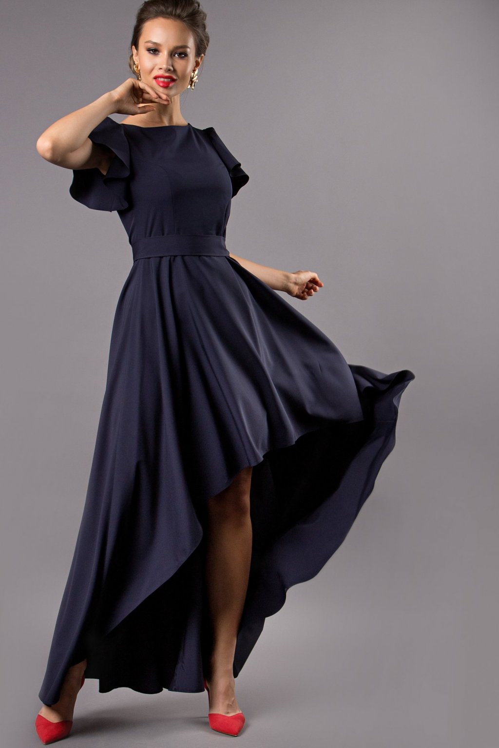 Платье Асимметрия цвет темно-синий  (П-50-6) - 2