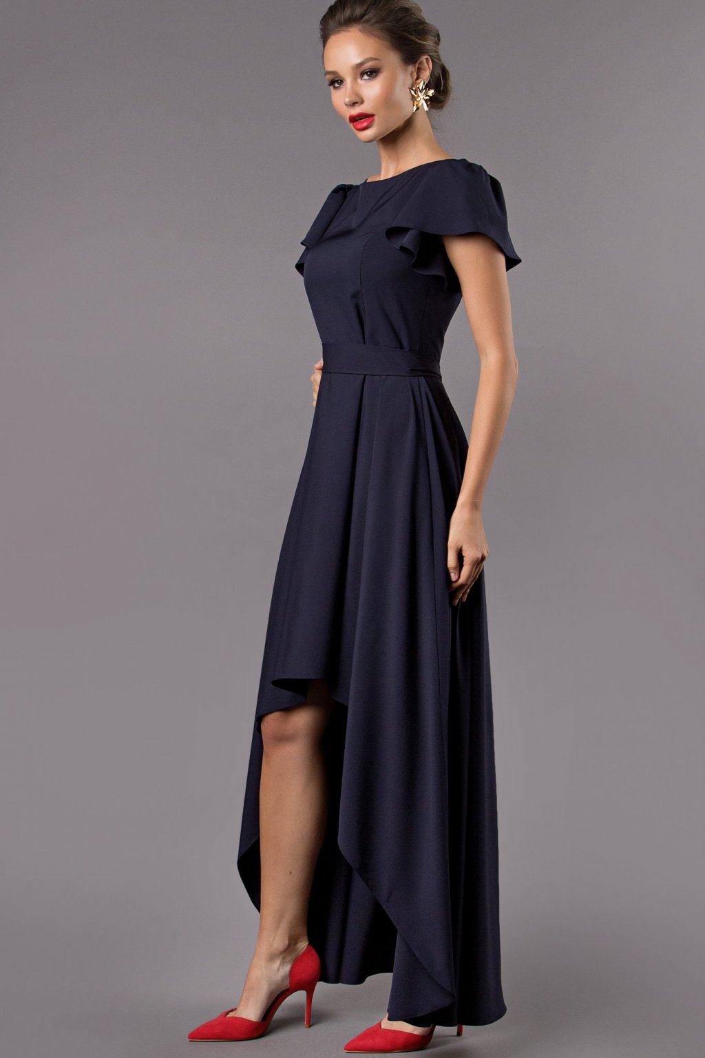 Платье Асимметрия цвет темно-синий  (П-50-6) - 5