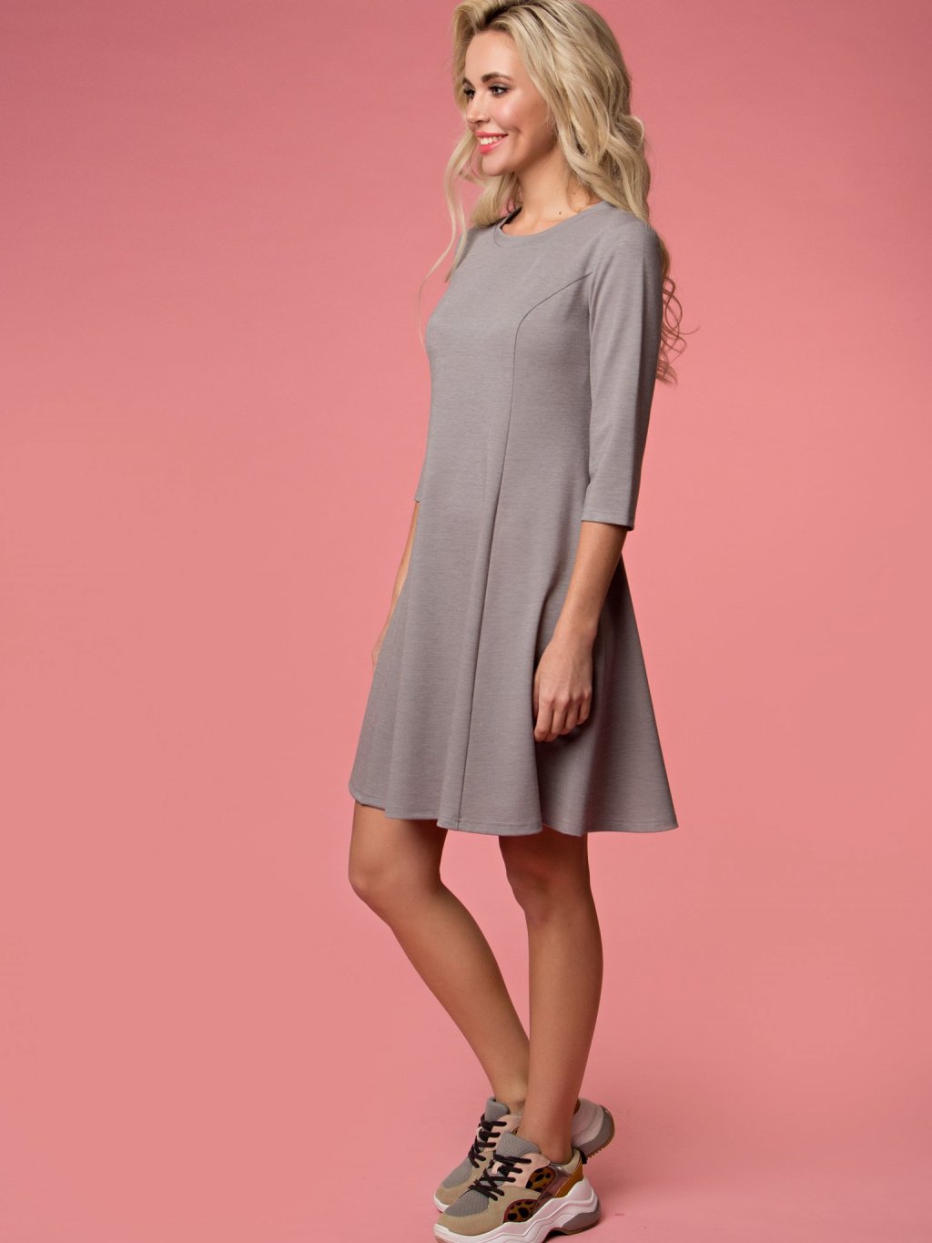 Платье Аглая  цвет серый меланж (П-262-2) - 6