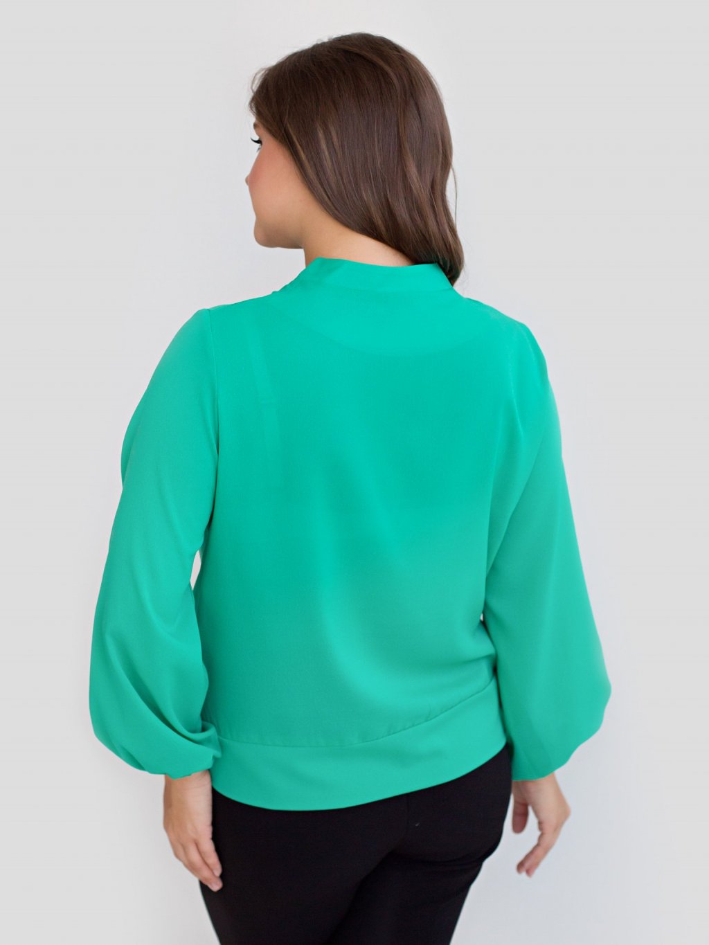 Блузка из креп шифона цвет зеленый (Б-111-1) - 3