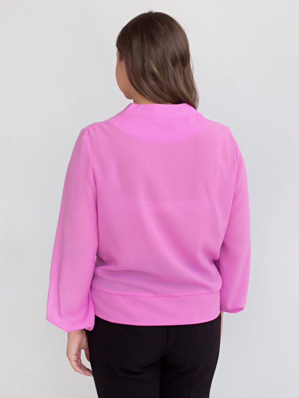 Блузка из креп шифона цвет розовый (Б-111-3) - 3